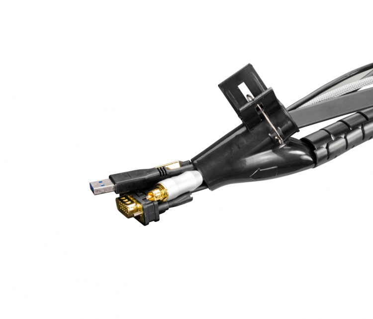 DELTACO Kaapelipiilo nylonista, 25mm halkaisija, 2,5m, musta