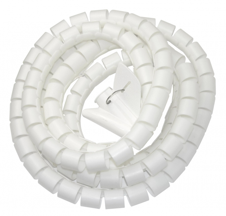DELTACO Kaapelipiilo nylonista, 25mm halk., 2,5m, valkoinen