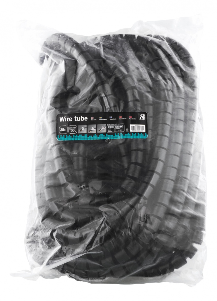 DELTACO Kaapelipiilo nylonista, 25mm halk., 20m, musta