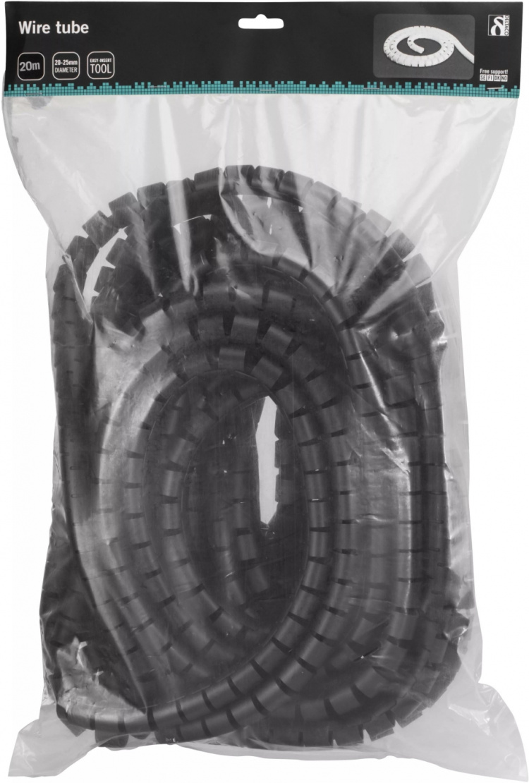 DELTACO Kaapelipiilo nylonista, 25mm halk., 20m, musta