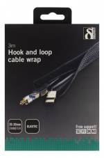 DELTACO Kaapelisukka nylonista, tarranauha, 3m, musta