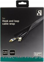 DELTACO Kaapelisukka nylonista, tarranauha, 5m, musta