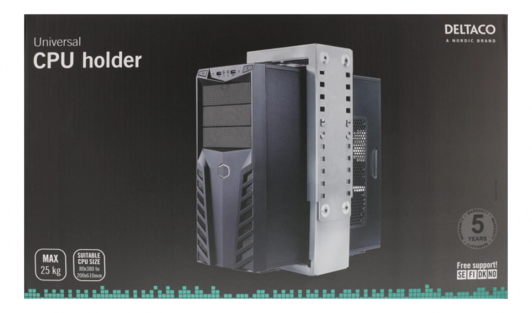 DELTACO tietokoneen pöytä- ja seinäasennusteline, hopea