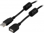 DELTACO USB 2.0 -kaapeli, Type A ur - Type A na, 2m, ferriittiytimet