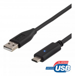 DELTACO USB 2.0 -kaapeli, Type A - Type C uros, 1m, musta