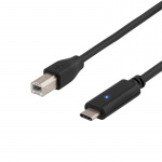 DELTACO USB 2.0 kaapeli, Typ C - Typ B , 2m, musta