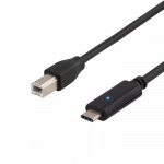 DELTACO USB 2.0 kaapeli, Typ C - Typ B , 2m, musta