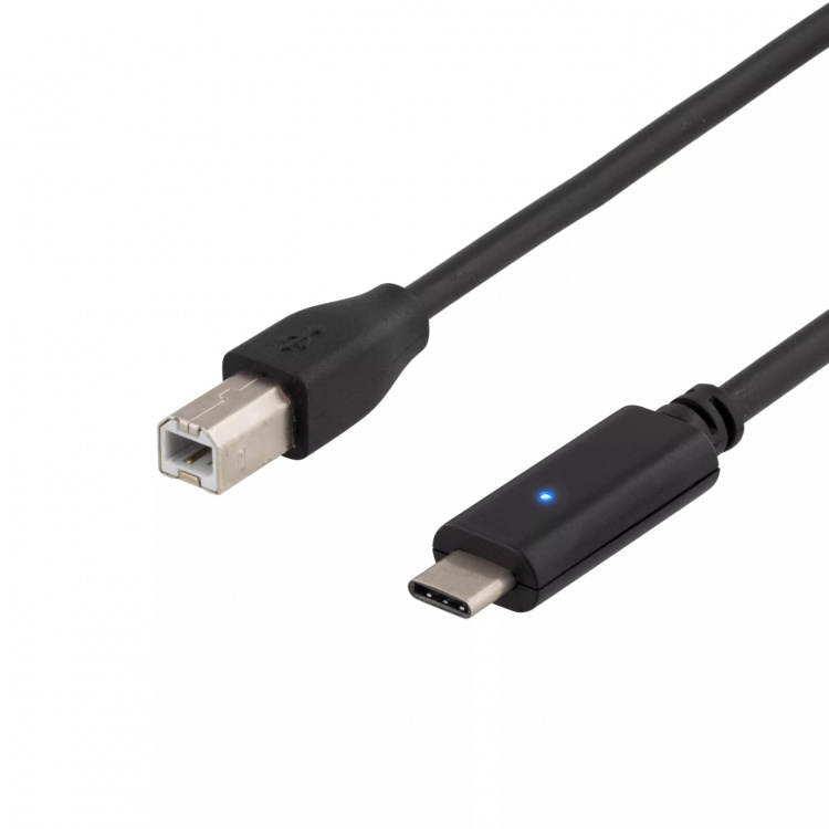 DELTACO USB 2.0 kaapeli, Typ C - Typ B , 2m, musta