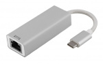 DELTACO PRIME USB-C-verkkosovitin, Gigabit, RJ45, alumiinia, hopea DELTACO PRIME USB-C-verkkosovitin, Gigabit, RJ45, alumiinia, hopea