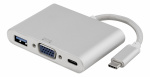 DELTACO PRIME USB-C VGA:lle ja USB A:lle, USB-C portti lataukseen, hopea DELTACO PRIME USB-C VGA:lle ja USB A:lle, USB-C portti lataukseen, hopea