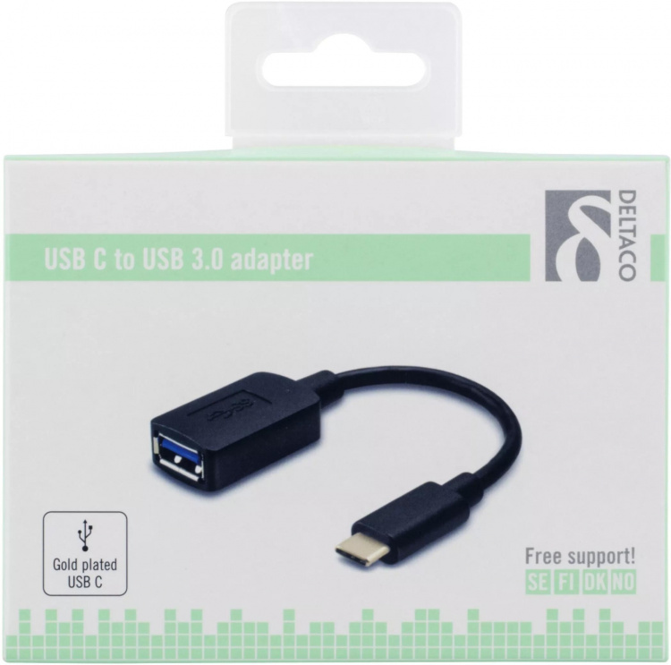 DELTACO USB-adapteri, USB 3.1 Typ C uros - Typ A naaras, Gen 1,