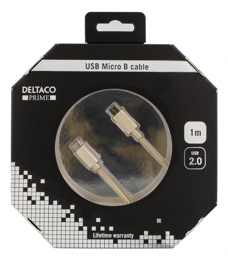 DELTACO PRIME USB 2.0 -kaapeli, Type C ur, Type Micro-B ur, 1m, kulta DELTACO PRIME USB 2.0 -kaapeli, Type C ur, Type Micro-B ur, 1m, kulta