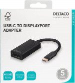 DELTACO sovitin USB 3.1 - DisplayPort, USB Type C - DP naaras, musta
