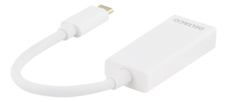DELTACO sovitin USB 3.1 - DP, Type C uros - DP naaras, 4K, UHD, valk. DELTACO sovitin USB 3.1 - DP, Type C uros - DP naaras, 4K, UHD, valk.