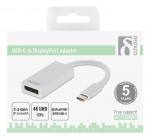 DELTACO sovitin USB 3.1 - DP, Type C uros - DP naaras, 4K, UHD, valk. DELTACO sovitin USB 3.1 - DP, Type C uros - DP naaras, 4K, UHD, valk.