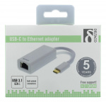 DELTACO USB 3.1 -verkkosovitin, Gigabit, 1xRJ45, USB Type C, valkoinen DELTACO USB 3.1 -verkkosovitin, Gigabit, 1xRJ45, USB Type C, valkoinen