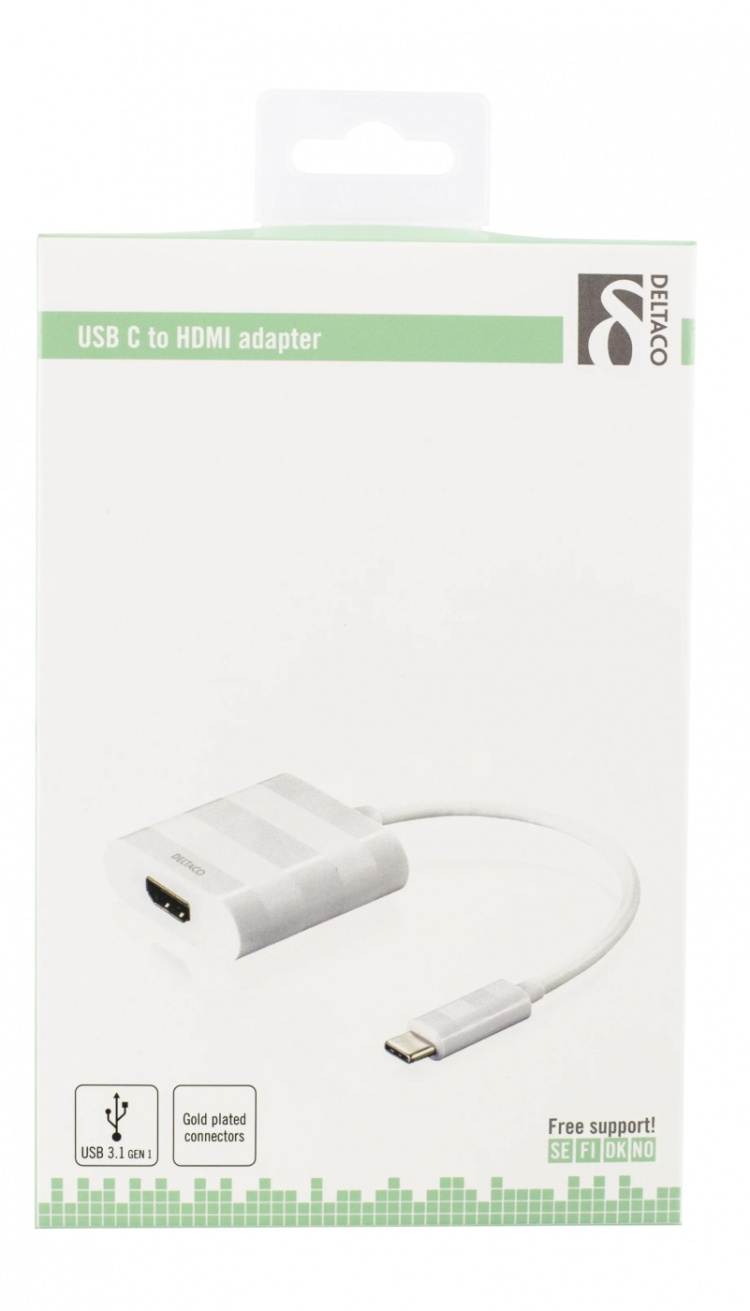 DELTACO sovitin USB 3.1 - HDMI, Type C ur - HDMI na, 4K, UHD, valk.
