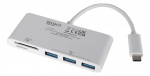 DELTACO USB 3.1 Gen 1 -hubi, USB-C, 3USB A, SD/microSD-lukija, valk. DELTACO USB 3.1 Gen 1 -hubi, USB-C, 3USB A, SD/microSD-lukija, valk.