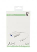 DELTACO USB 3.1 - VGA sovitin, Type C ur - VGA na, 1080p, valkoinen