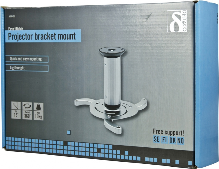 DELTACO kattokiinnike projektorille, 80-170mm korkeus, max 10kg