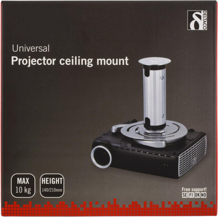 DELTACO kattokiinnike projektorille, 80-170mm korkeus, max 10kg