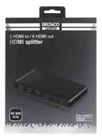 DELTACO PRIME HDMI-jakaja, 1 sisään ja 4 ulos, 4K, HDCP, 3D, musta