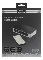 3-porttinen HDMI-kytkin, premium, kaukosäädin, Ultra HD 60Hz, musta 3-porttinen HDMI-kytkin, premium, kaukosäädin, Ultra HD 60Hz, musta