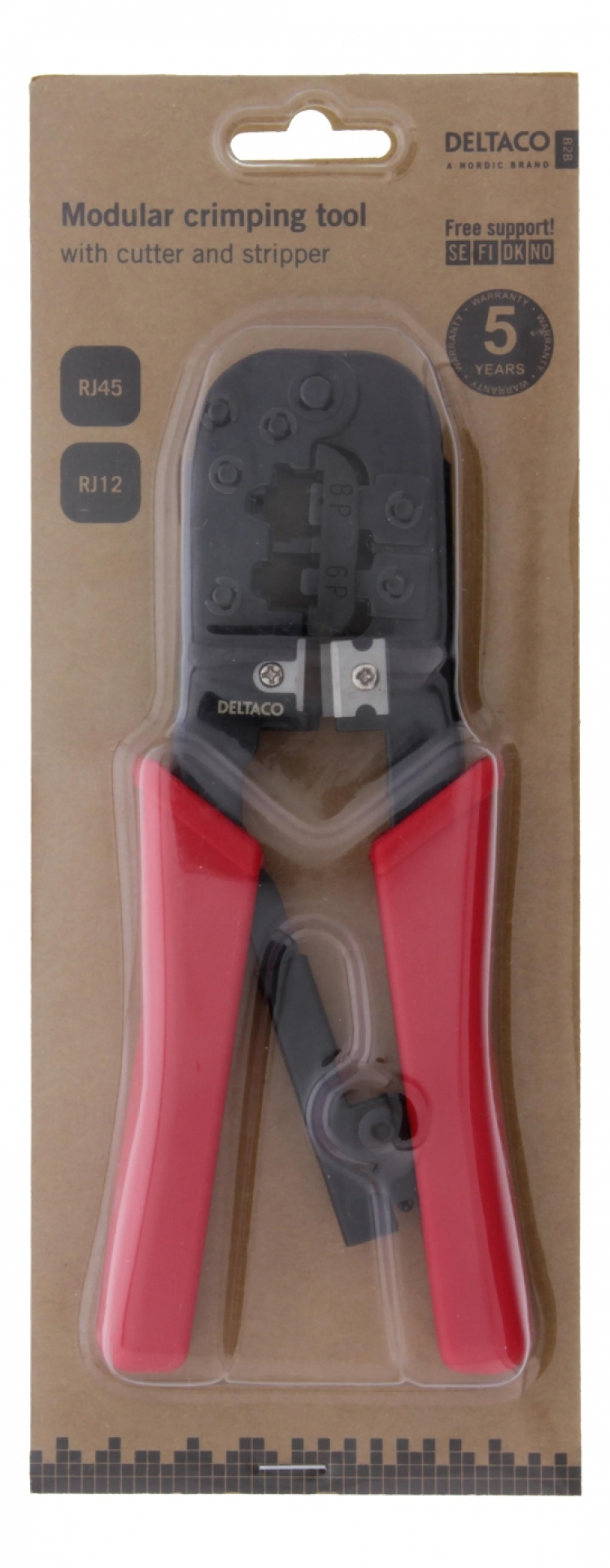 DELTACO Puristustyökalu 6/8 pinniselle liittimelle,katkaisu/kuorinta DELTACO Puristustyökalu 6/8 pinniselle liittimelle,katkaisu/kuorinta