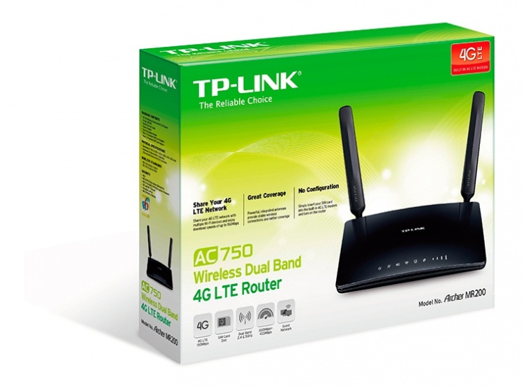 TP-Link langaton AC750-kaksitaajuusreititin 4G LTE -verkkoon