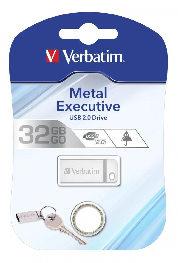 Verbatim Store\'n\'Go Metal Executive, 32GB USB 2.0-muisti pienoiskoossa