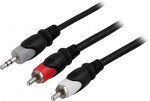 Äänikaapeli, 3.5mm stereo uros - 2xRCA uros, 2m