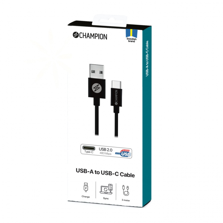 Champion USB 2.0 C till A, 3m