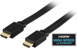DELTACO HDMI v1.4 kaapeli 4K, Ethernet,3D, paluu, litteä musta,1m