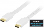DELTACO HDMI v1.3 kaapeli 4K, Ethernet,3D, paluu, litteä valk,2m