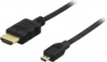 DELTACO HDMI-kaapeli, 1.4+E, 19-pin u-Micro 19-pin u, 1080p, musta, 3m