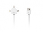 ALLOC Power USB Multicable, 1,5m, Type C, Lightning, Micro USB, valk.