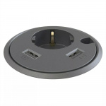 Kondator Powerdot pöytään upotett. virtapaneeli, 1xCEE 7/4, 2xUSB