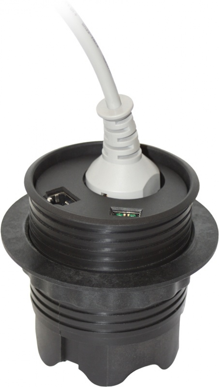 Powerdot Satellit PD10 - satellitti, CEE 7/4, RJ45, USB, musta Powerdot Satellit PD10 - satellitti, CEE 7/4, RJ45, USB, musta