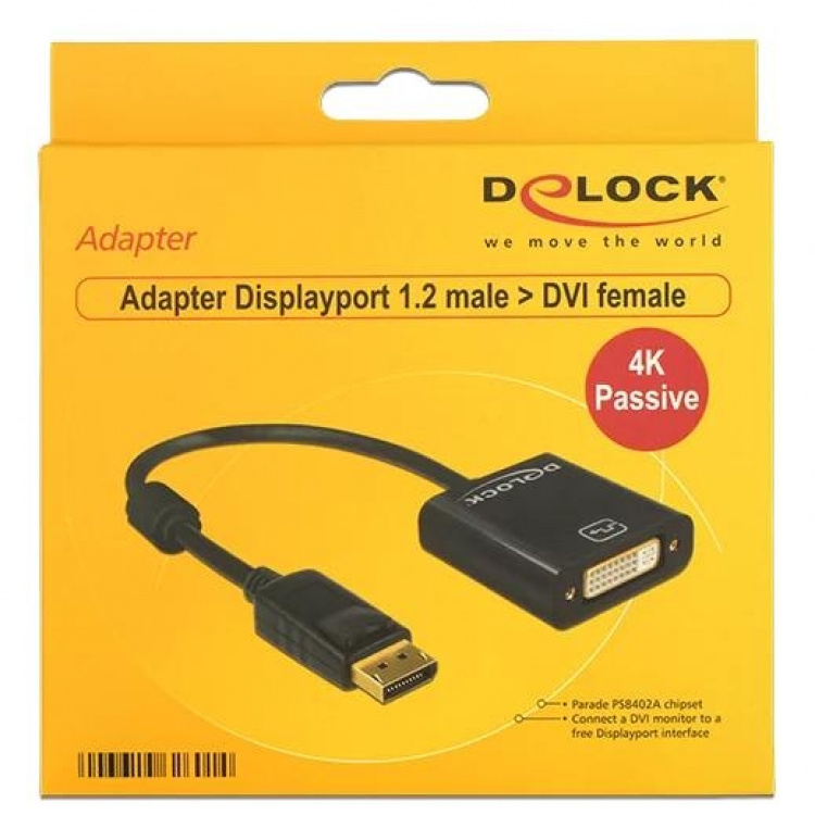 Delock Adapter Displayport 1.2 male to DVI female, 4K, passive, black