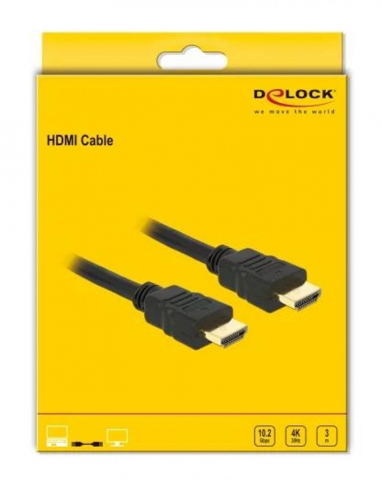 Delock Cable High Speed HDMI with Ethernet – HDMI A male > HDMI A male