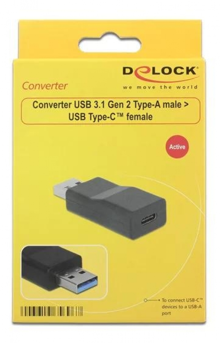 DeLOCK USB-muunnin, USB-C - USB-A, 3.1 Gen 2, musta