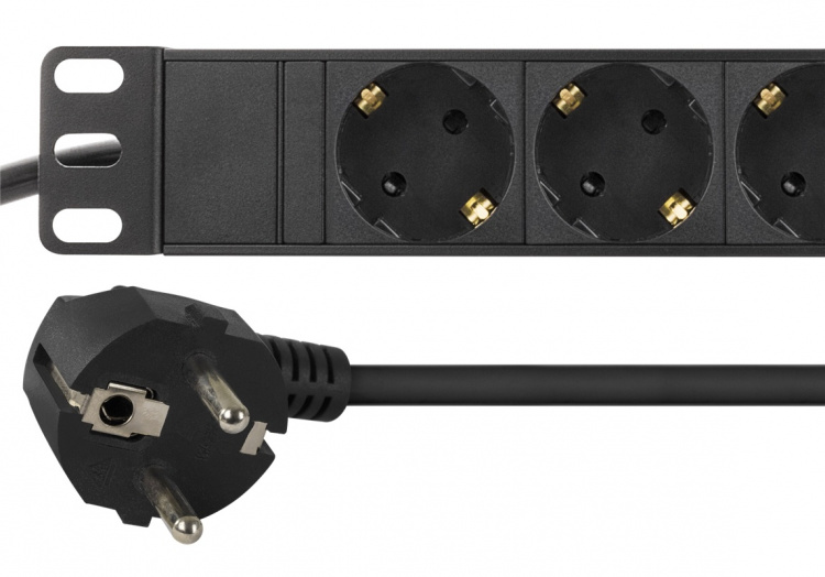 DELTACO virtapaneeli, 9xCEE 7/4, 1xCEE 7/7, kosketussuoja, 3m, musta