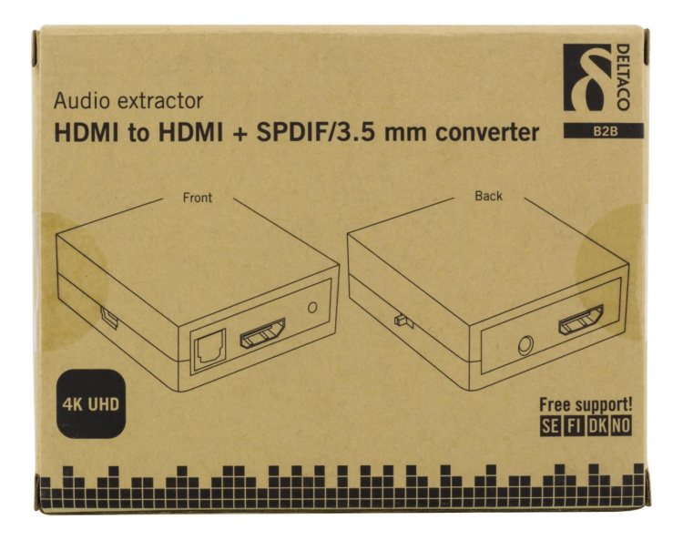 DELTACO Muunnin HDMI - HDMI +SPDIF/3,5mm, Ultra HD 30Hz, 5.1/2.1, must DELTACO Muunnin HDMI - HDMI +SPDIF/3,5mm, Ultra HD 30Hz, 5.1/2.1, must