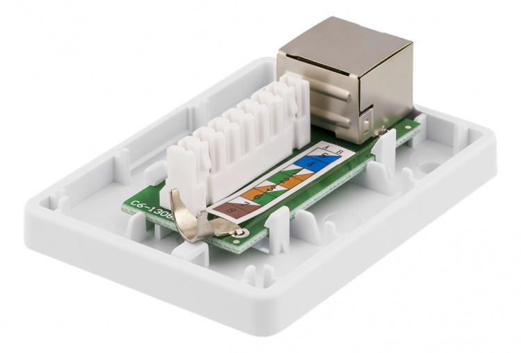 DELTACO suojattu datarasia pinta-asennukseen, FTP, 1xRJ45, Cat6, valk.