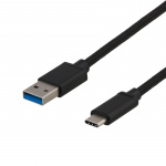 DELTACO USB 3.1 Gen1 USB-A - USB-C, kangaspääll., 0,25m, 3A 60W, musta DELTACO USB 3.1 Gen1 USB-A - USB-C, kangaspääll., 0,25m, 3A 60W, musta