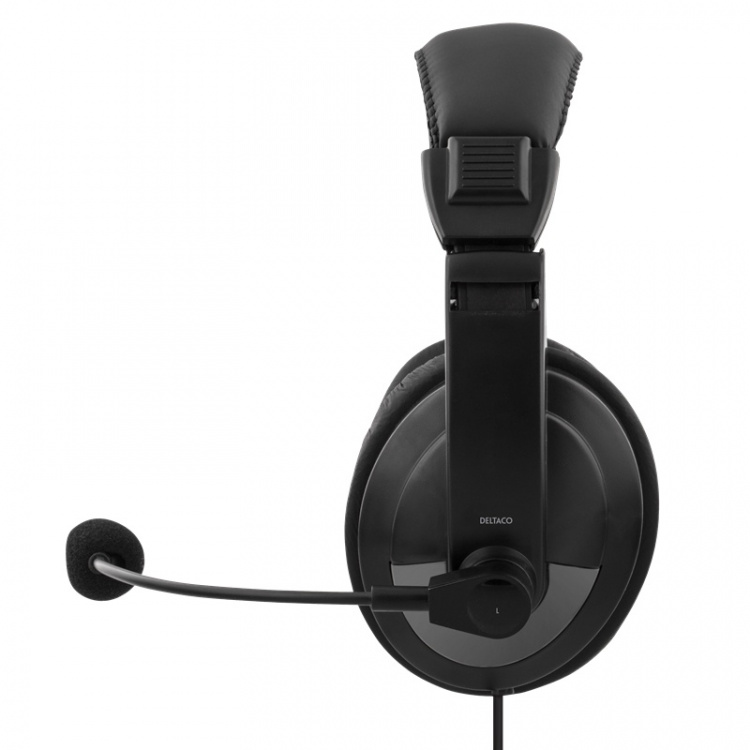 DELTACO USB-kuulokemikrofoni, 40mm elementit, 32Ohm, 20Hz-20kHz, musta