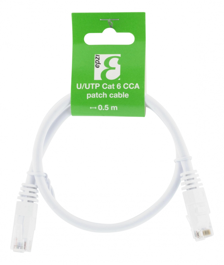 EPZI U/UTP Cat6 laitekaapeli, 0,5m, 250MHz, kuparip. alumiinia, valk.