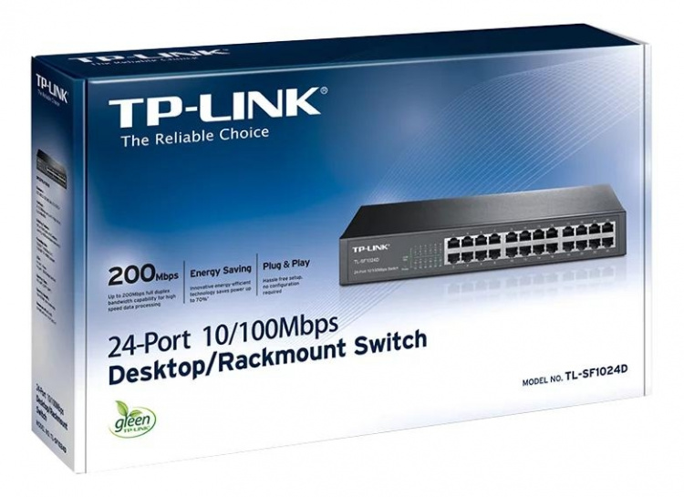 TP-Link TL-SF1024D, 24xRJ45, 10/100Mbps, työpöytä, musta