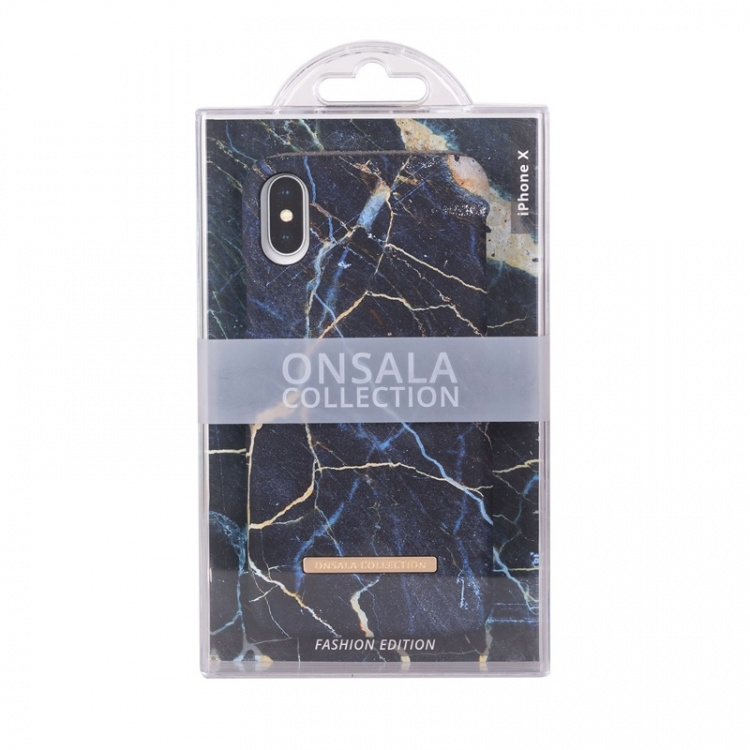 Onsala COLLECTION Suojakuori Matta Black Galaxy Marble iPhoneX/Xs
