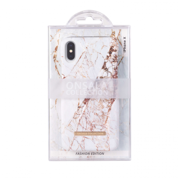 Onsala COLLECTION Suojakuori Matta White Rhino Marble iPhoneX/Xs